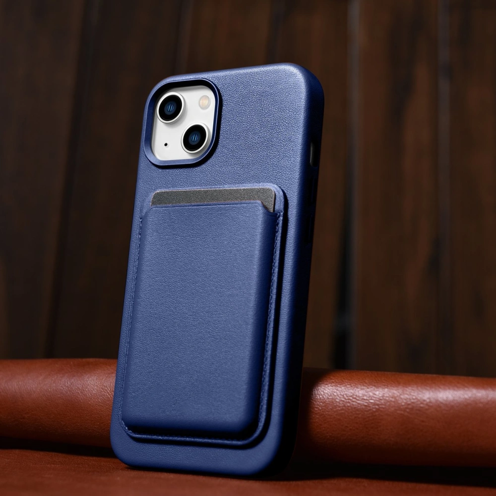 Wholesale iCarer Case Leather MagSafe Apple iPhone 14 blue - ICR348 - {ean13} - Hurt