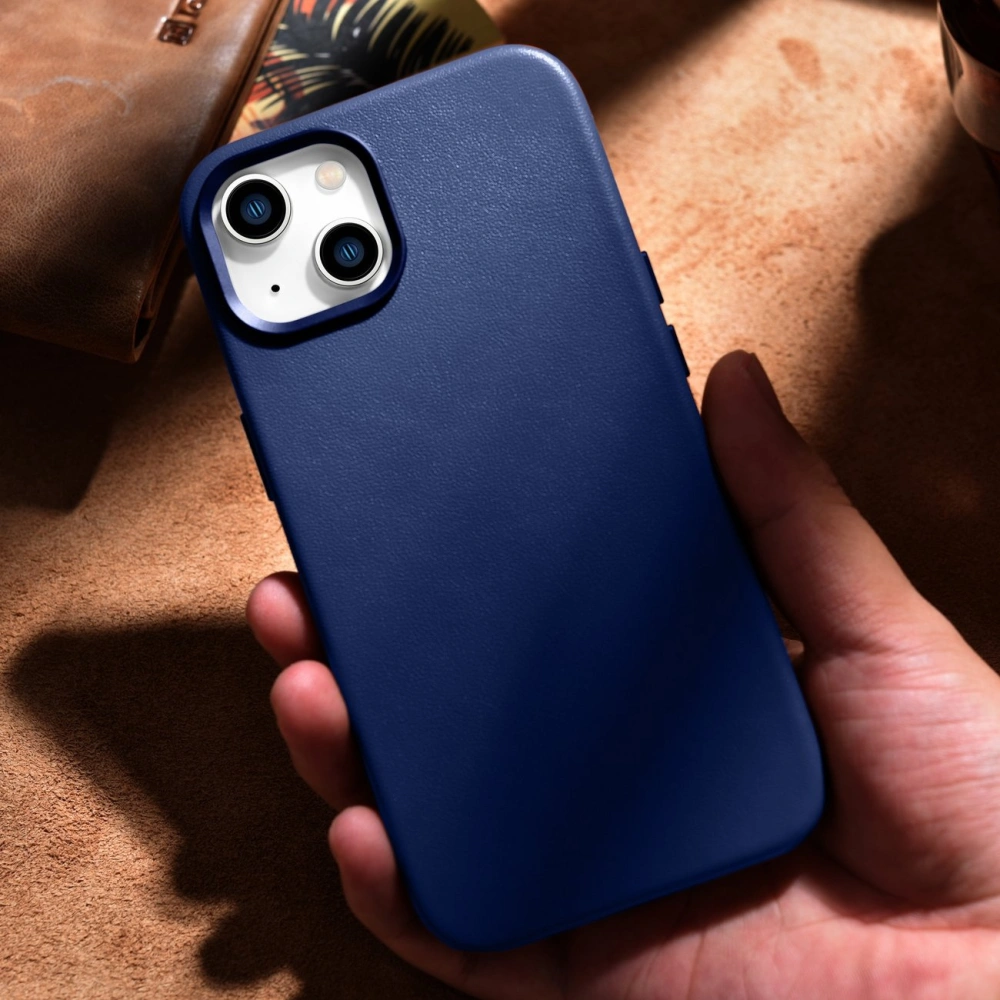 Wholesale iCarer Case Leather MagSafe Apple iPhone 14 blue - ICR348 - {ean13} - Hurt