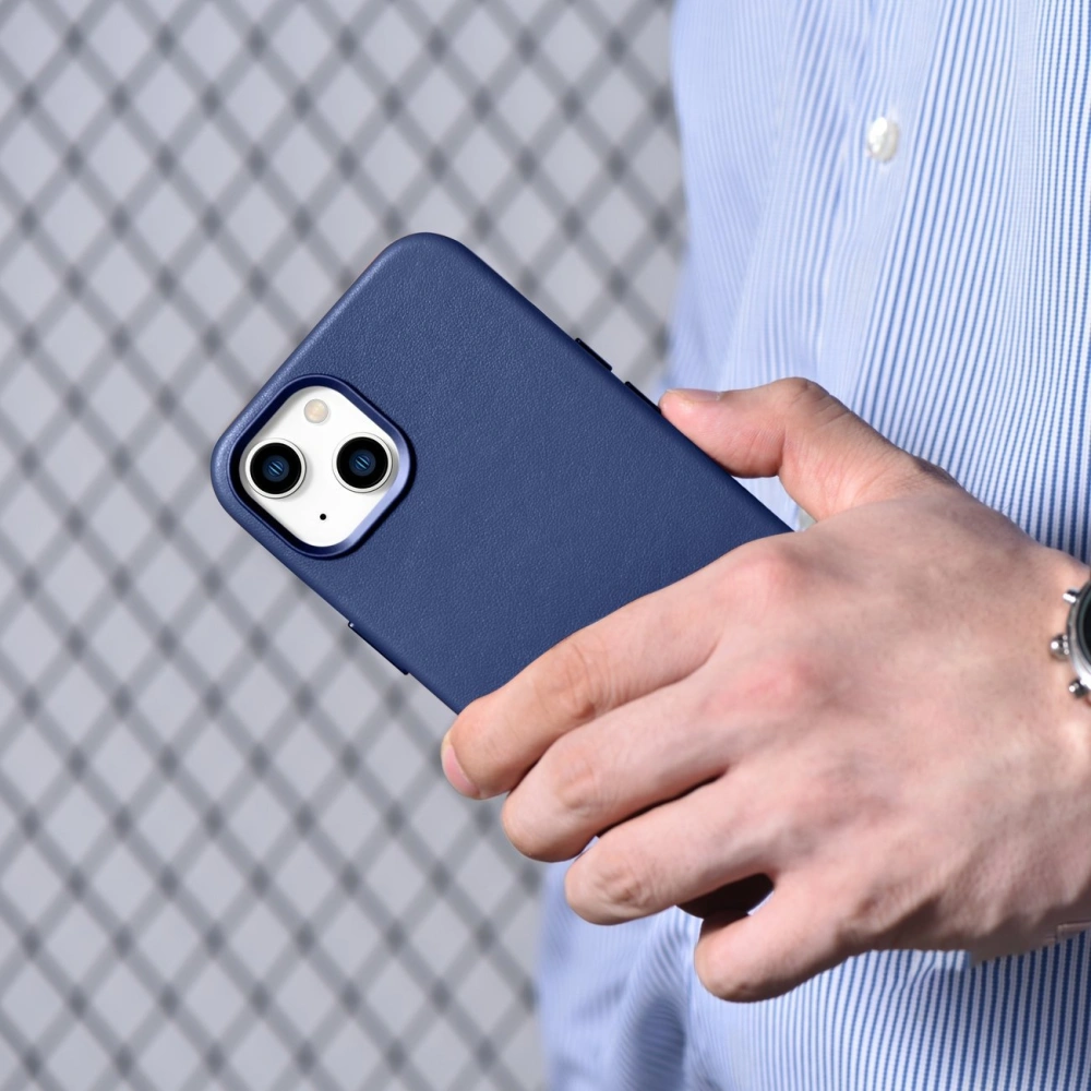 Wholesale iCarer Case Leather MagSafe Apple iPhone 14 blue - ICR348 - {ean13} - Hurt