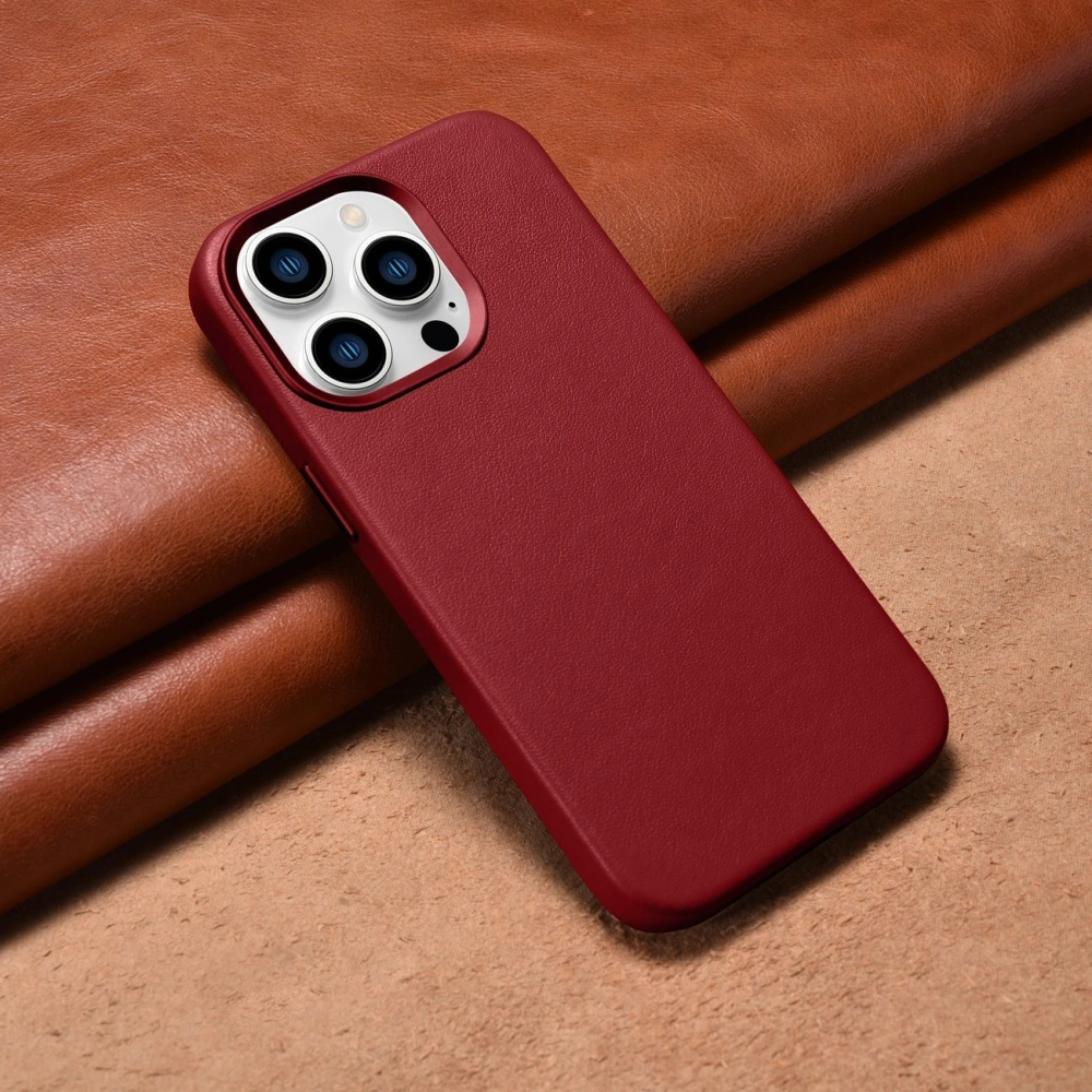 Wholesale iCarer Case Leather MagSafe Apple iPhone 14 Pro red - ICR351 - {ean13} - Hurt
