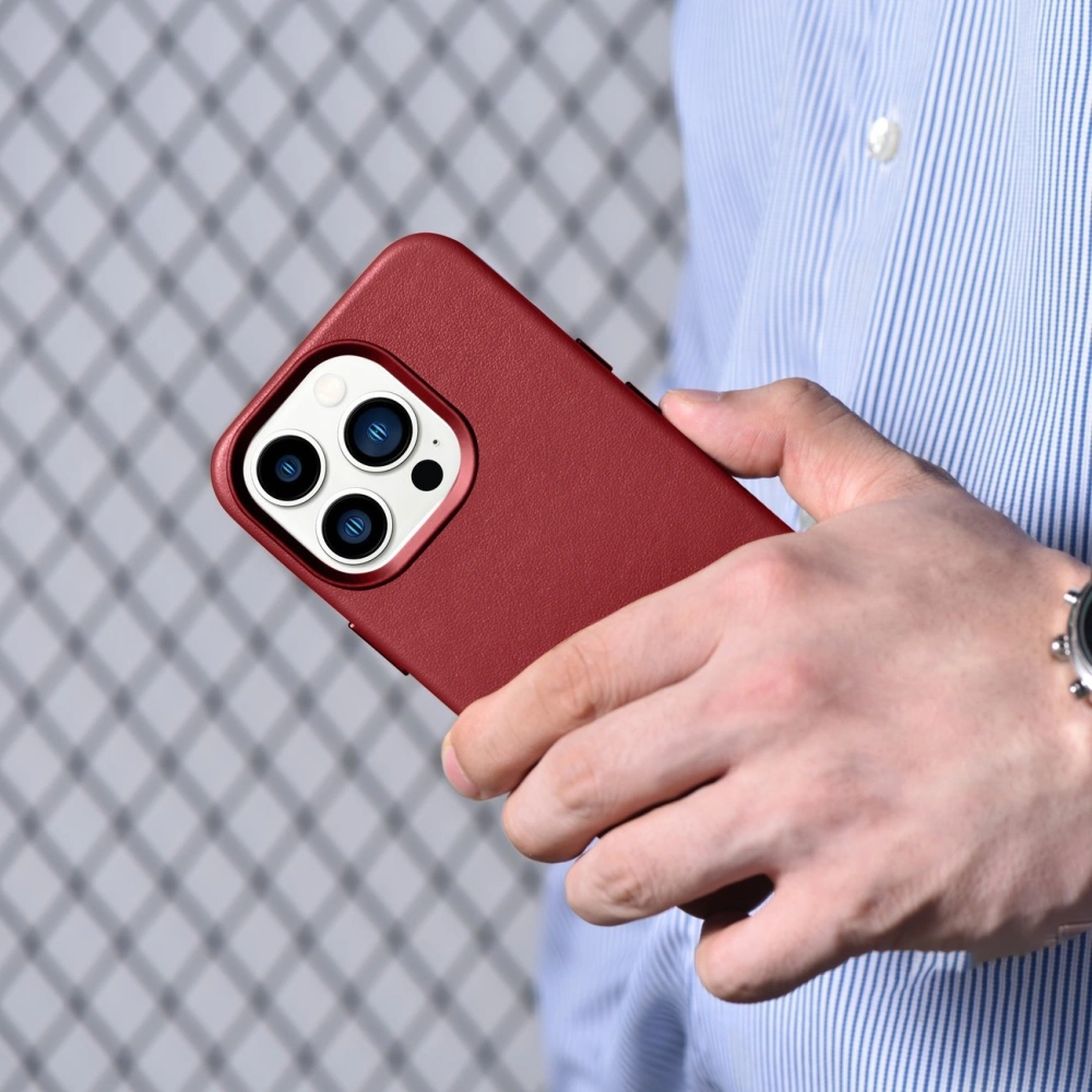 Wholesale iCarer Case Leather MagSafe Apple iPhone 14 Pro red - ICR351 - {ean13} - Hurt