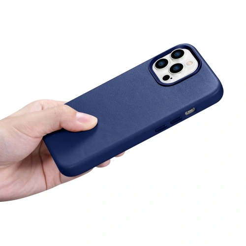 Etui iCarer Case Leather MagSafe Apple iPhone 14 Pro niebieski