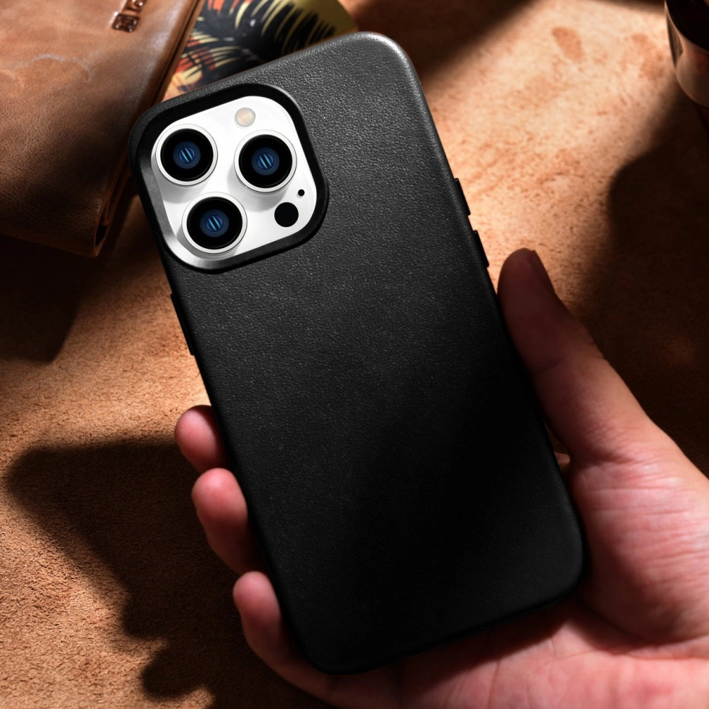 Hurtownia GSM - Etui iCarer Case Leather MagSafe Apple iPhone 14 Pro Max negru - ICR355 - {ean13} - Hurt