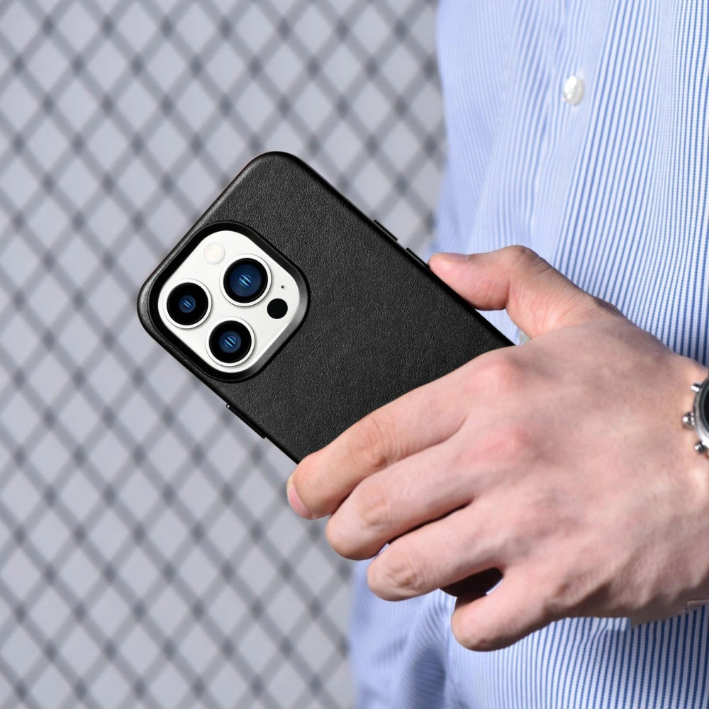 Hurtownia GSM - Etui iCarer Case Leather MagSafe Apple iPhone 14 Pro Max negru - ICR355 - {ean13} - Hurt