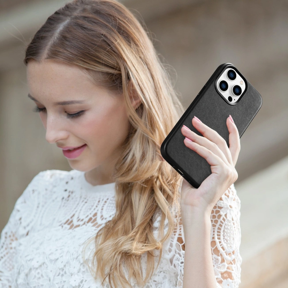Hurtownia GSM - Etui iCarer Case Leather MagSafe Apple iPhone 14 Pro Max negru - ICR355 - {ean13} - Hurt