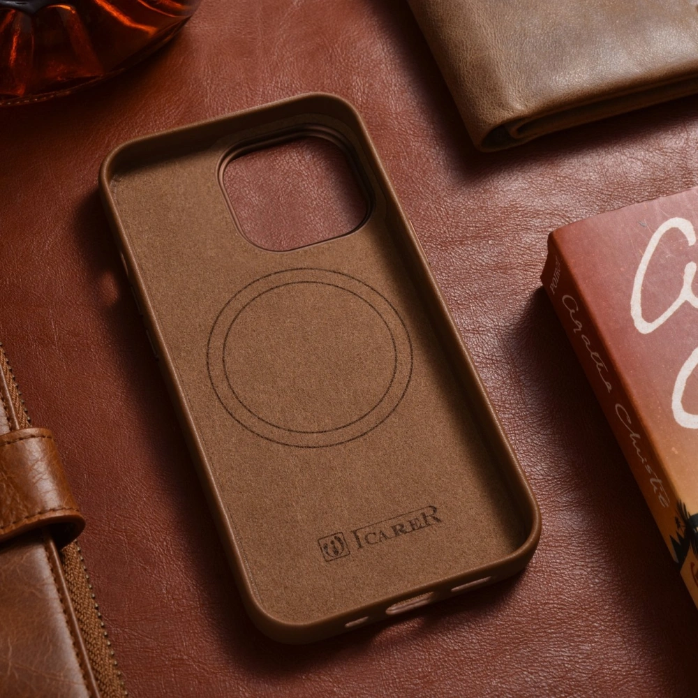 Hurtownia GSM - Etui iCarer Case Leather MagSafe Apple iPhone 14 Pro Max hnědá - ICR356 - {ean13} - Hurt