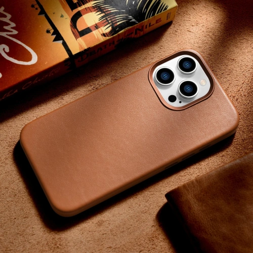Etui iCarer Case Leather MagSafe Apple iPhone 14 Pro Max brązowy