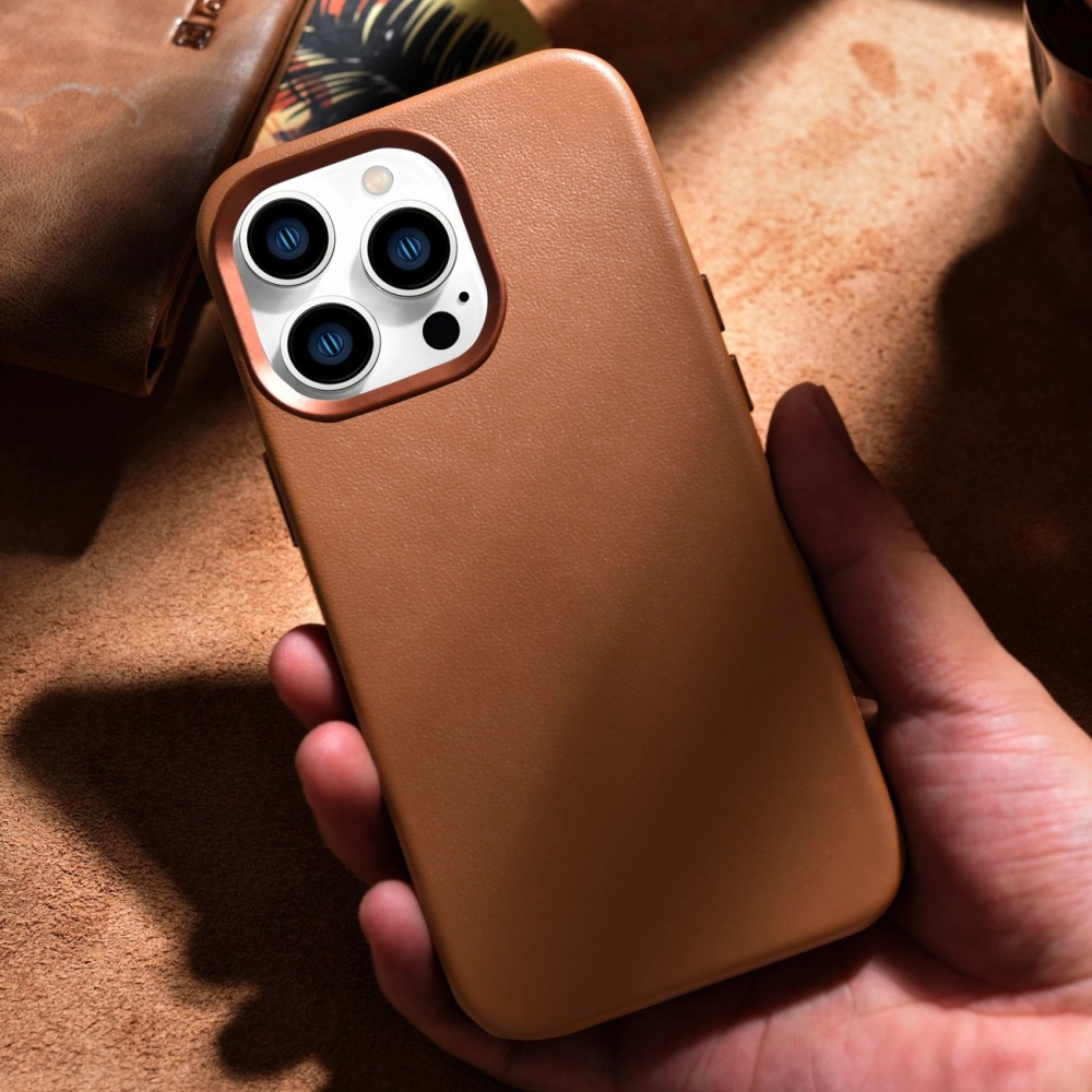 Wholesale iCarer Case Leather MagSafe Apple iPhone 14 Pro Max brown - ICR356 - {ean13} - Hurt