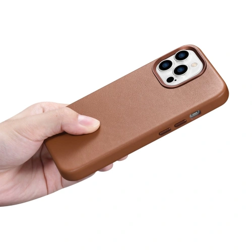Etui iCarer Case Leather MagSafe Apple iPhone 14 Pro Max brązowy