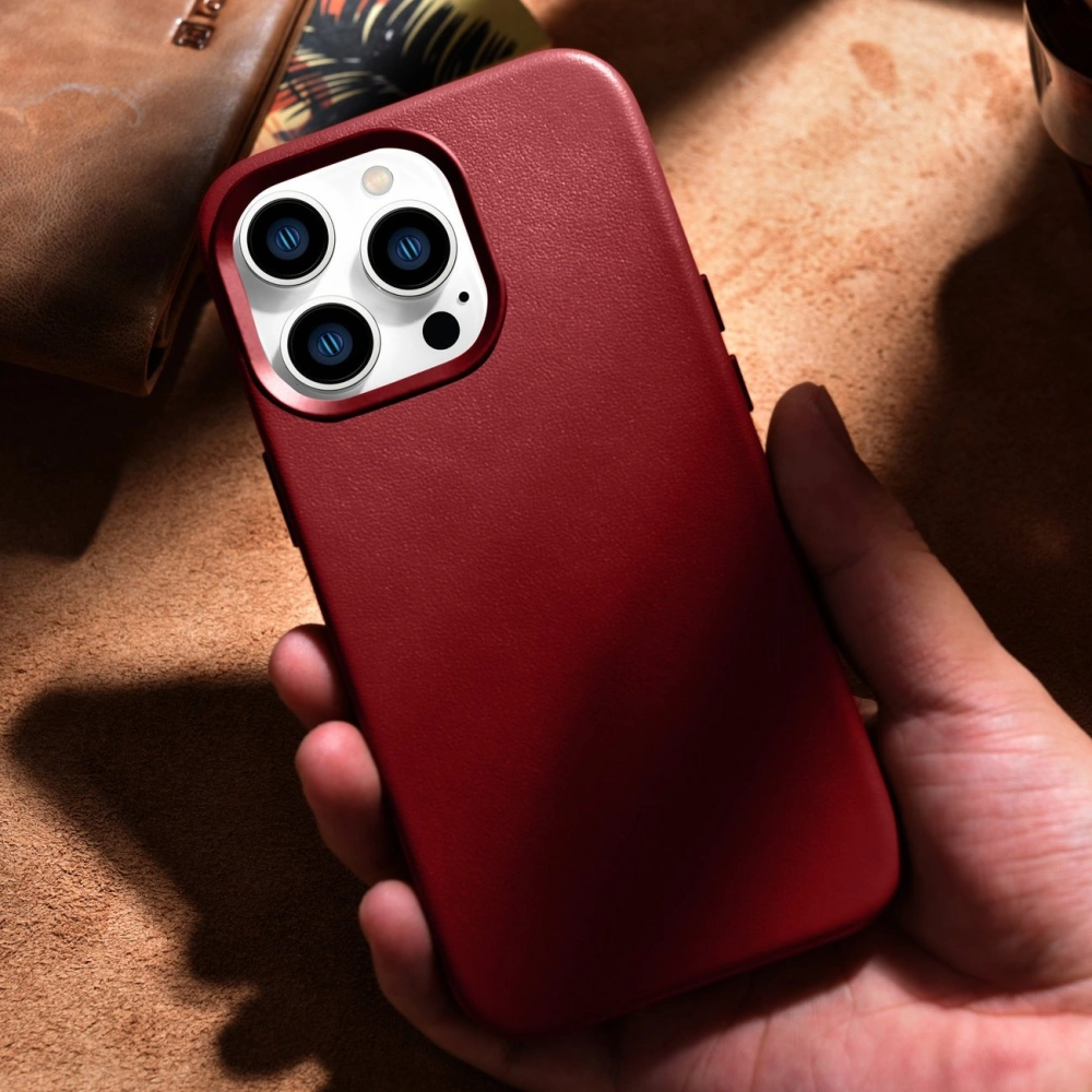 Wholesale iCarer Case Leather MagSafe Apple iPhone 14 Pro Max red - ICR357 - {ean13} - Hurt