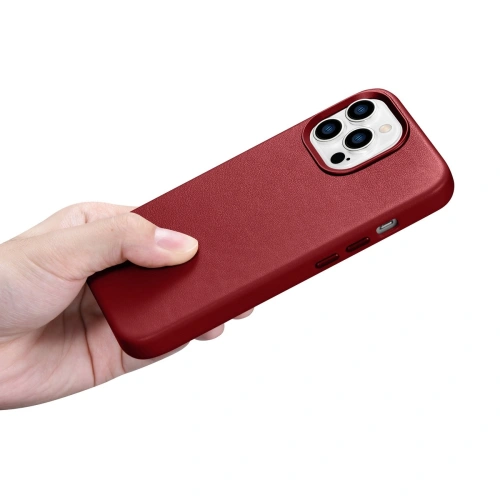 Etui iCarer Case Leather MagSafe Apple iPhone 14 Pro Max czerwony