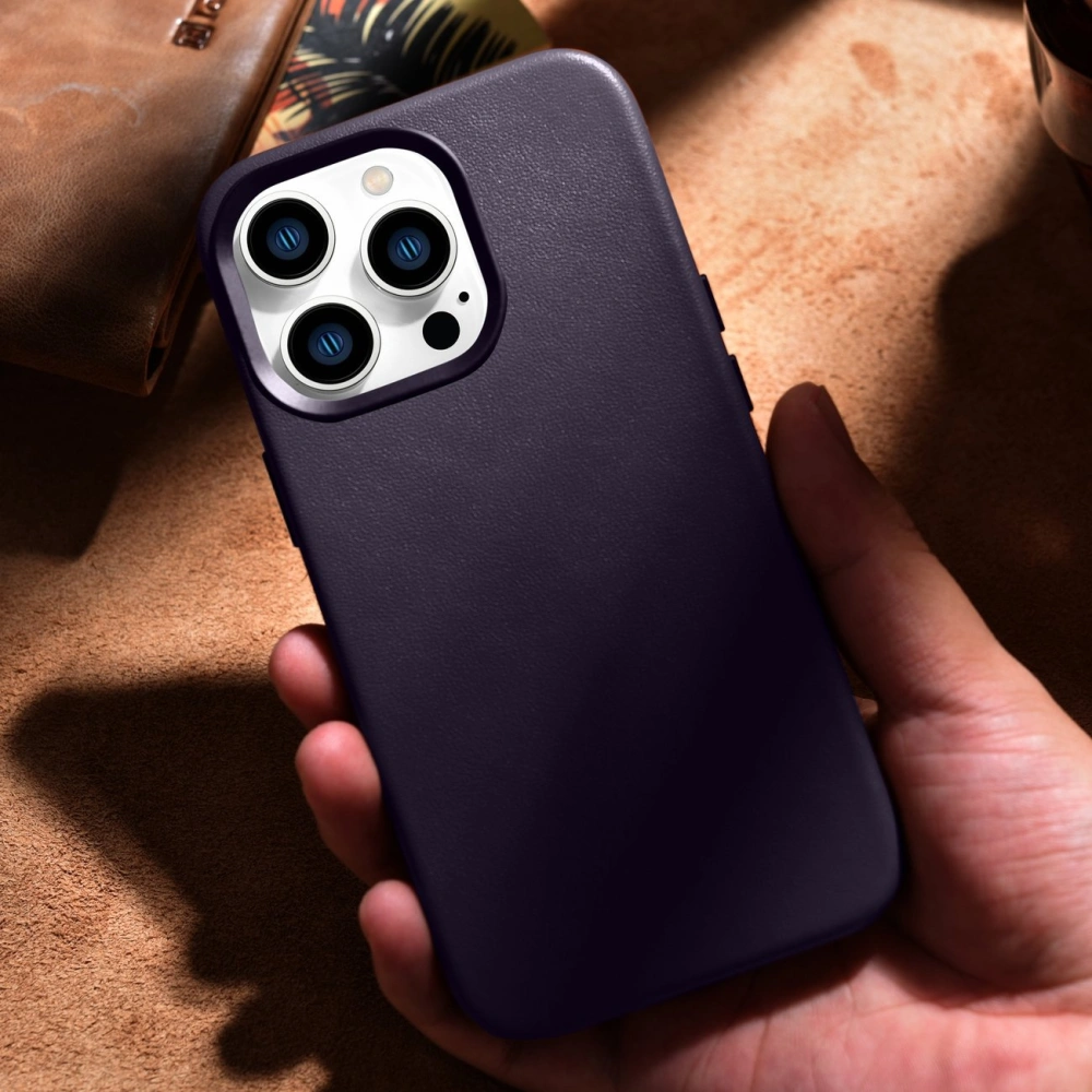 Hurtownia GSM - Etui iCarer Case Leather MagSafe Apple iPhone 14 Pro Max tmavě fialové - ICR358 - {ean13} - Hurt