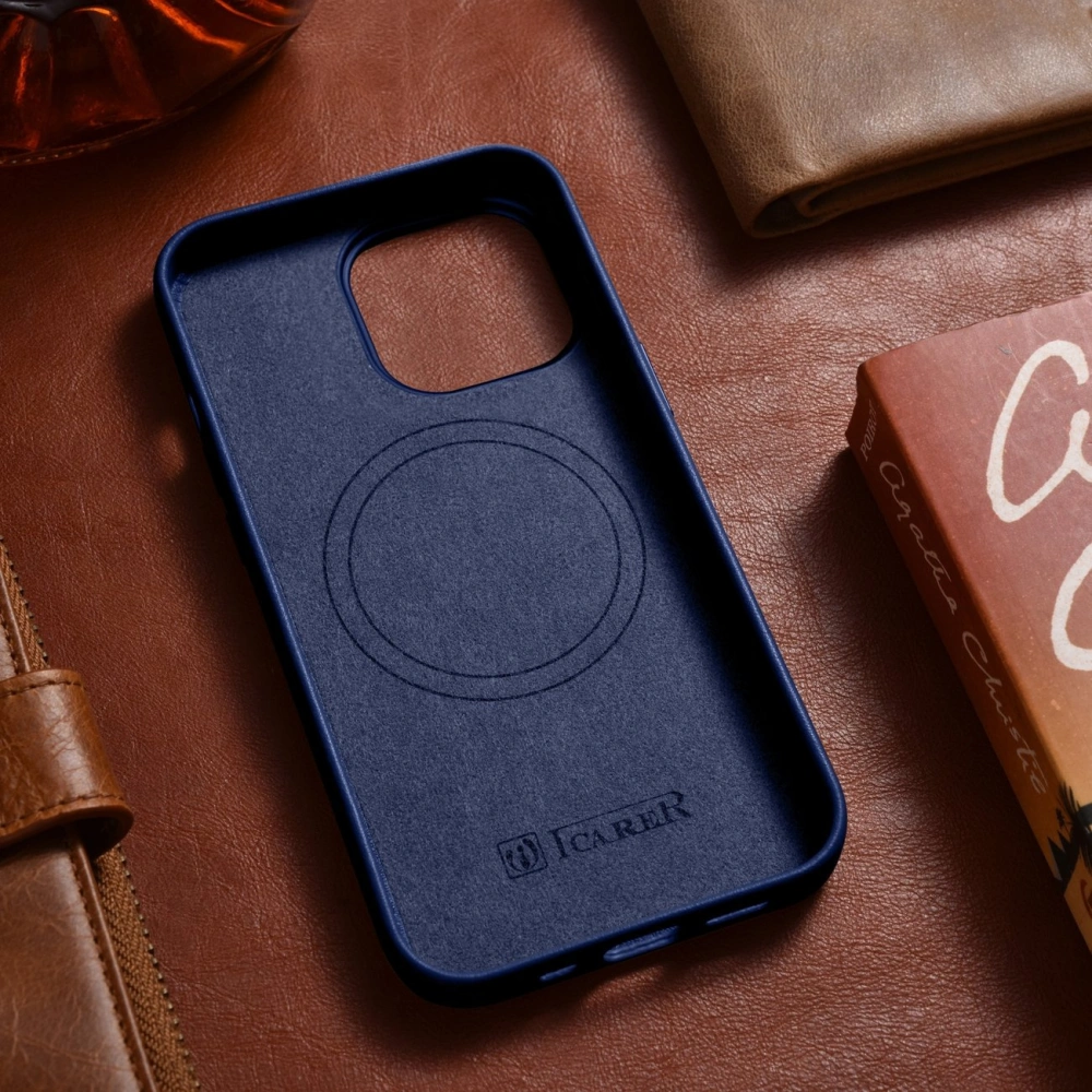 Hurtownia GSM - Etui iCarer Case Leather MagSafe Apple iPhone 14 Pro Max niebieski - ICR360 - {ean13} - Hurt