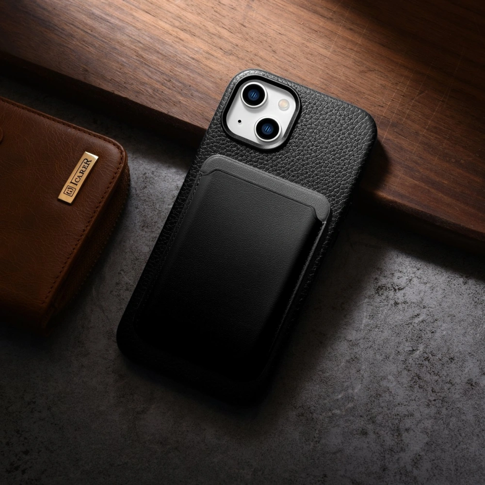 Hurtownia GSM - Case iCarer Litchi Premium Leder MagSafe Apple iPhone 14 schwarz - ICR361 - {ean13} - Hurt