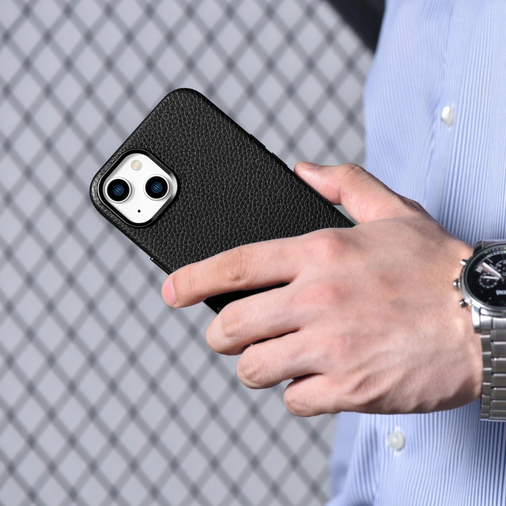 Hurtownia GSM - Case iCarer Litchi Premium Leder MagSafe Apple iPhone 14 schwarz - ICR361 - {ean13} - Hurt