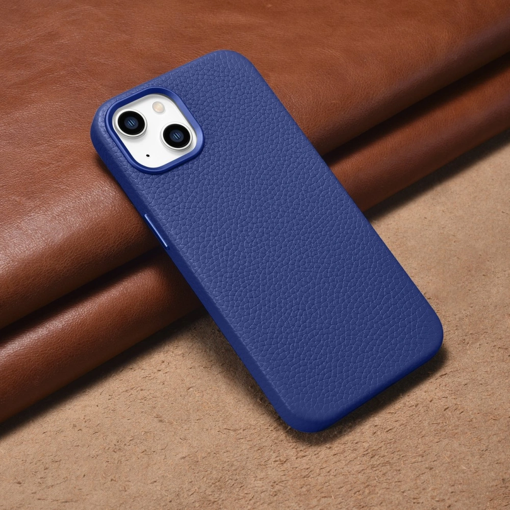 Wholesale iCarer Litchi Premium Leather MagSafe Apple iPhone 14 dark blue - ICR362 - {ean13} - Hurt