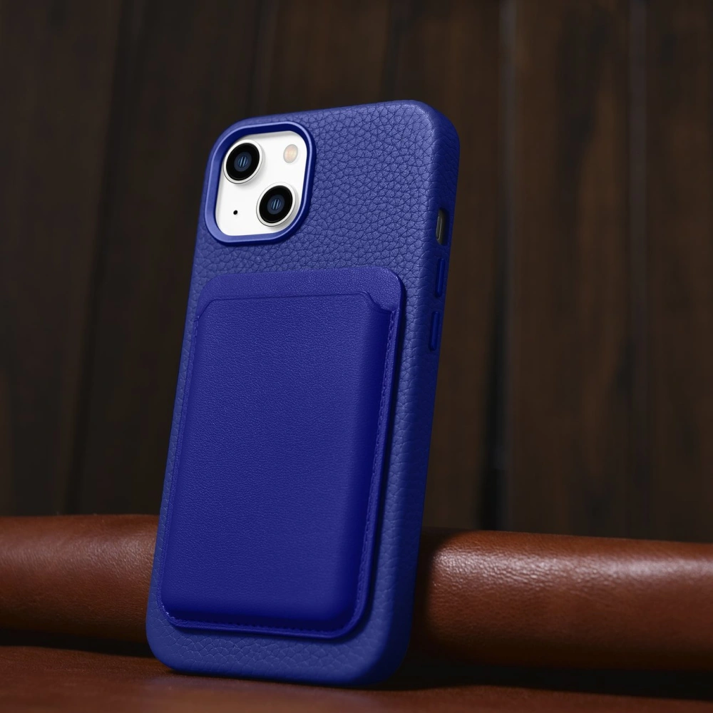 Wholesale iCarer Litchi Premium Leather MagSafe Apple iPhone 14 dark blue - ICR362 - {ean13} - Hurt