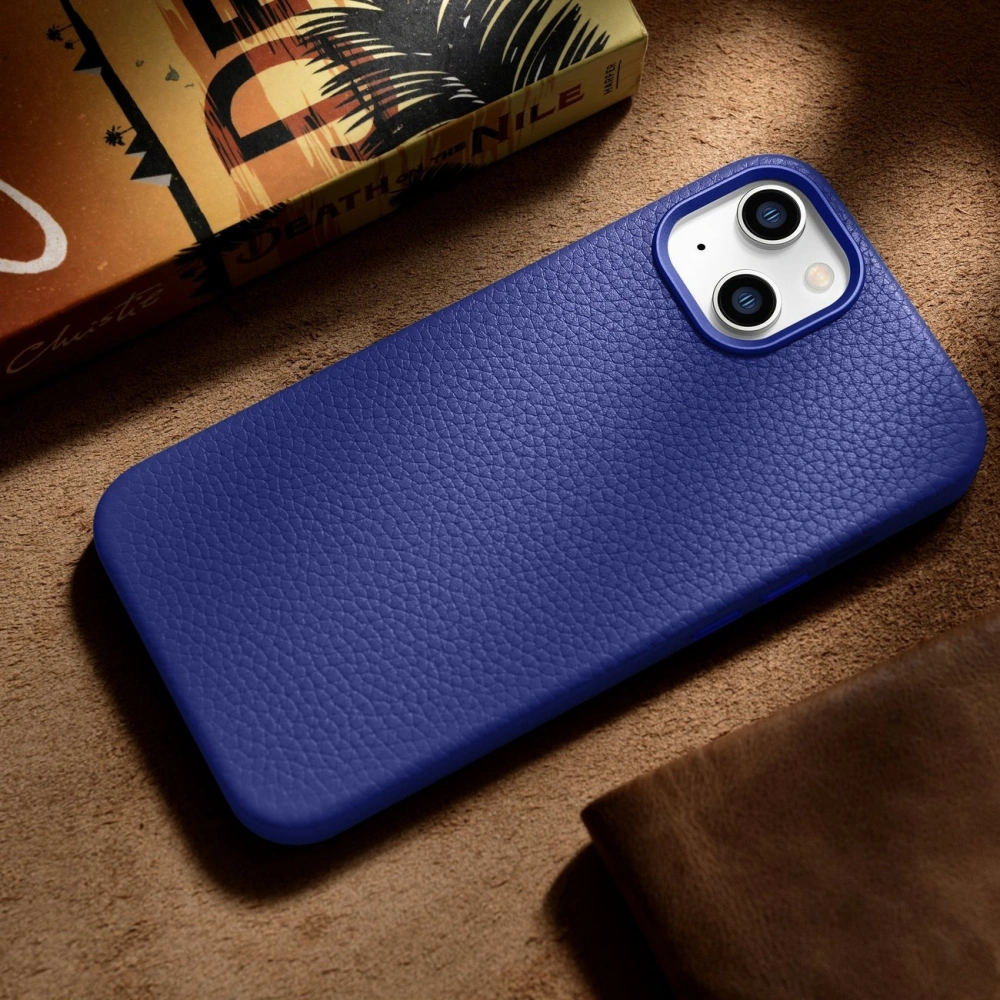 Wholesale iCarer Litchi Premium Leather MagSafe Apple iPhone 14 dark blue - ICR362 - {ean13} - Hurt