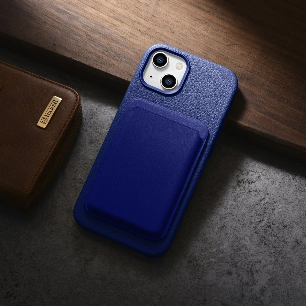 Wholesale iCarer Litchi Premium Leather MagSafe Apple iPhone 14 dark blue - ICR362 - {ean13} - Hurt
