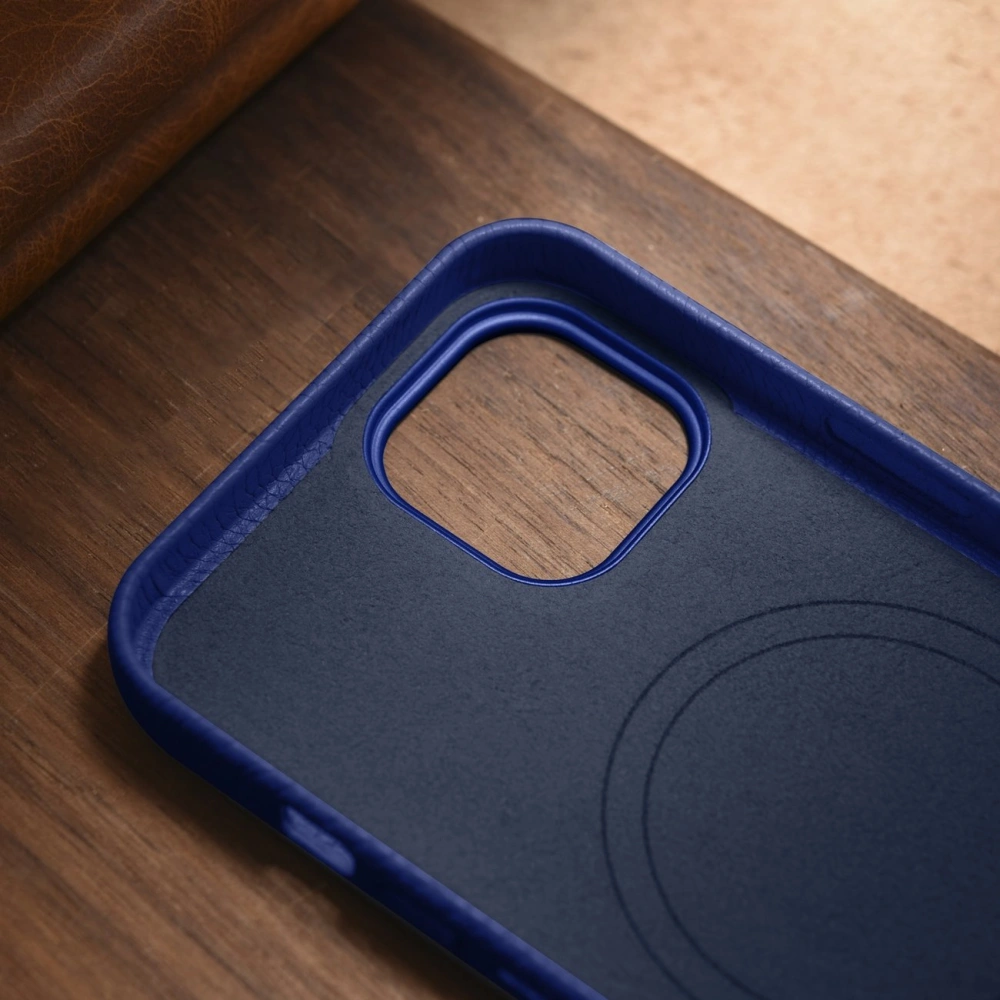 Wholesale iCarer Litchi Premium Leather MagSafe Apple iPhone 14 dark blue - ICR362 - {ean13} - Hurt