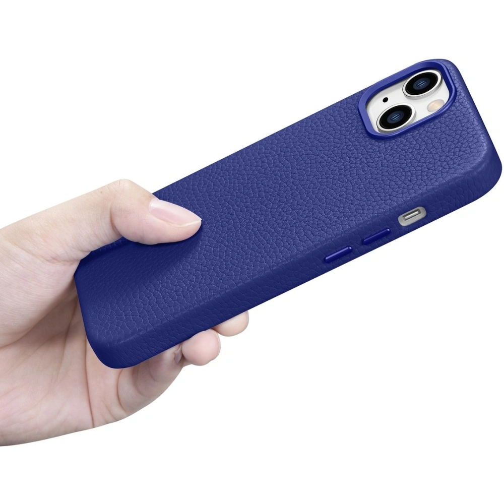 Wholesale iCarer Litchi Premium Leather MagSafe Apple iPhone 14 dark blue - ICR362 - {ean13} - Hurt