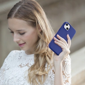 Wholesale iCarer Litchi Premium Leather MagSafe Apple iPhone 14 dark blue - ICR362 - {ean13} - Hurt