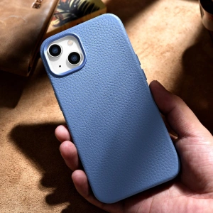 Wholesale iCarer Litchi Premium Leather MagSafe Apple iPhone 14 light blue - ICR363 - {ean13} - Hurt