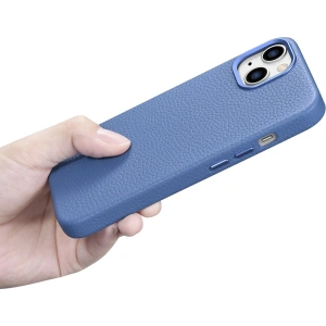 Wholesale iCarer Litchi Premium Leather MagSafe Apple iPhone 14 light blue - ICR363 - {ean13} - Hurt
