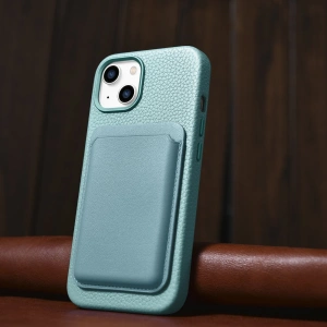 Wholesale iCarer Litchi Premium Leather MagSafe Apple iPhone 14 green - ICR364 - {ean13} - Hurt