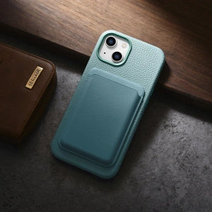 Wholesale iCarer Litchi Premium Leather MagSafe Apple iPhone 14 green - ICR364 - {ean13} - Hurt