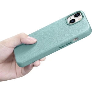 Wholesale iCarer Litchi Premium Leather MagSafe Apple iPhone 14 green - ICR364 - {ean13} - Hurt