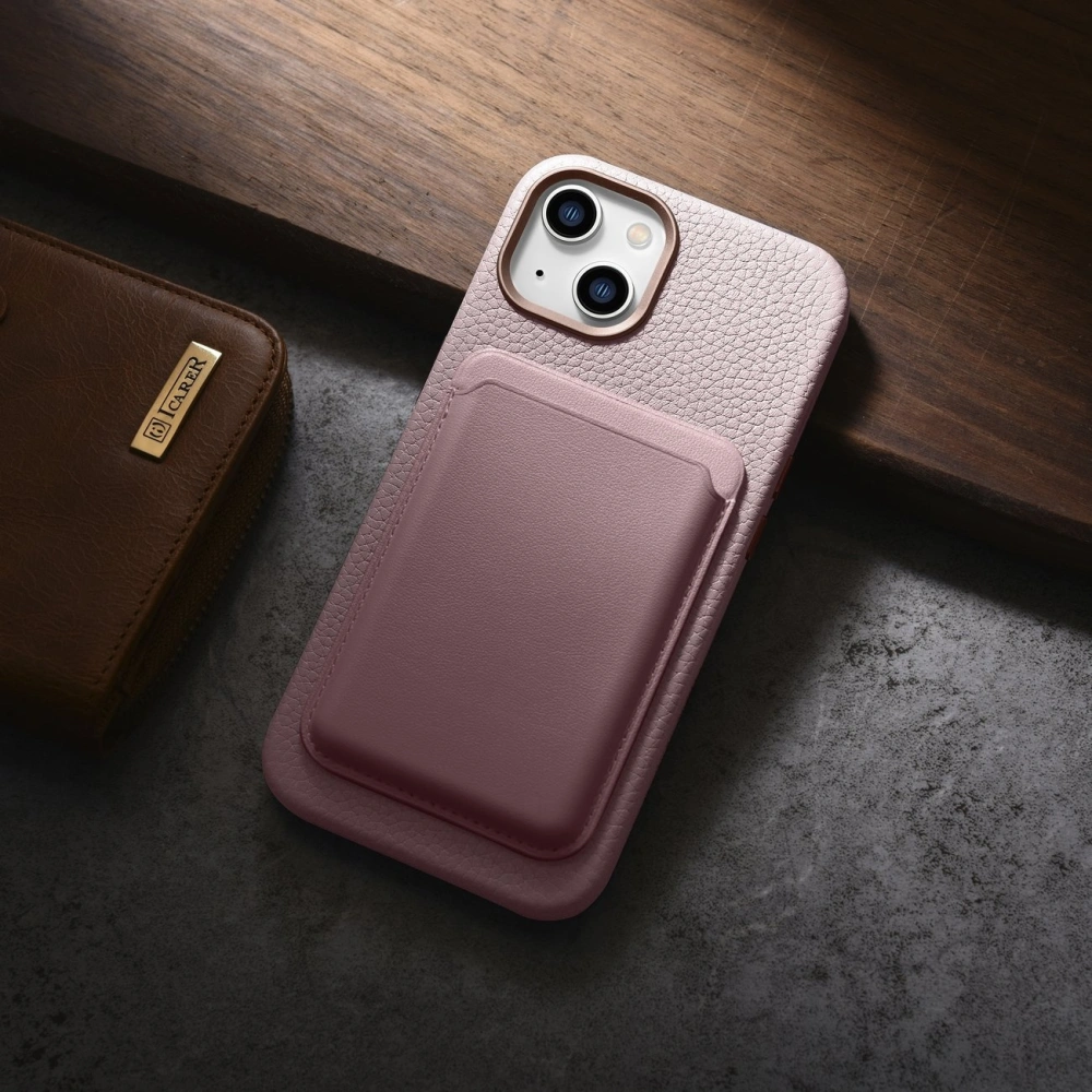 Wholesale iCarer Litchi Premium Leather MagSafe Apple iPhone 14 pink - ICR365 - {ean13} - Hurt