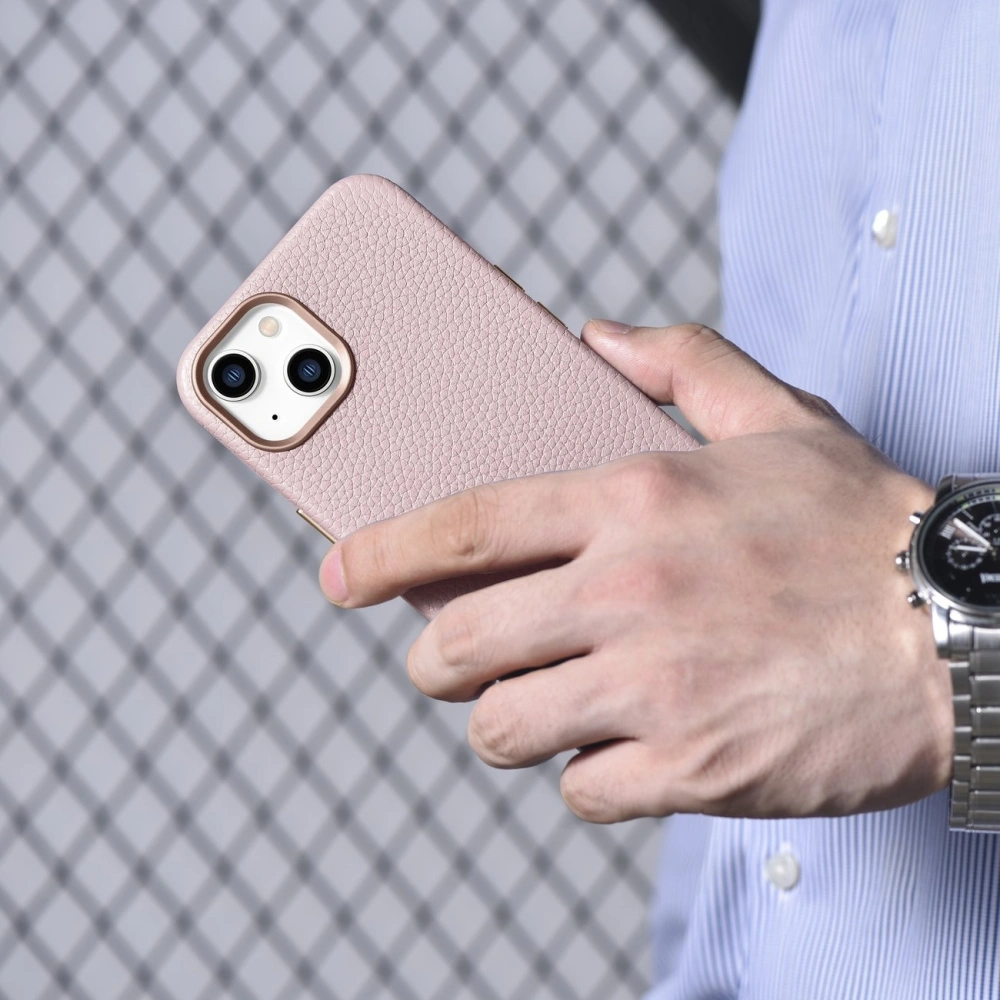 Wholesale iCarer Litchi Premium Leather MagSafe Apple iPhone 14 pink - ICR365 - {ean13} - Hurt