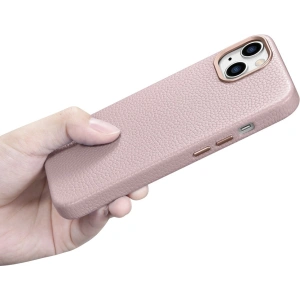 Wholesale iCarer Litchi Premium Leather MagSafe Apple iPhone 14 pink - ICR365 - {ean13} - Hurt