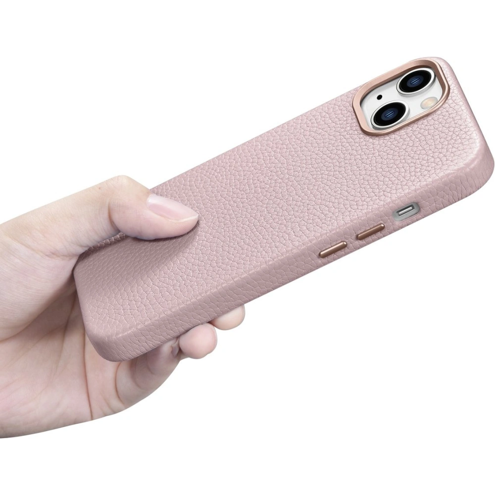 Wholesale iCarer Litchi Premium Leather MagSafe Apple iPhone 14 pink - ICR365 - {ean13} - Hurt