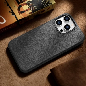 Hurtownia GSM - Etui iCarer Litchi Premium Leather MagSafe Apple iPhone 14 Pro czarny - ICR366 - {ean13} - Hurt