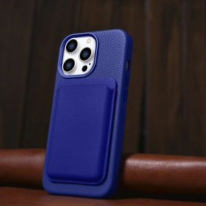 Wholesale iCarer Litchi Premium Leather MagSafe Apple iPhone 14 Pro dark blue - ICR367 - {ean13} - Hurt