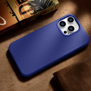 Wholesale iCarer Litchi Premium Leather MagSafe Apple iPhone 14 Pro dark blue - ICR367 - {ean13} - Hurt