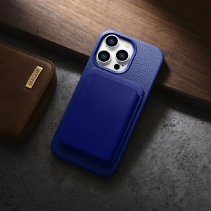 Wholesale iCarer Litchi Premium Leather MagSafe Apple iPhone 14 Pro dark blue - ICR367 - {ean13} - Hurt