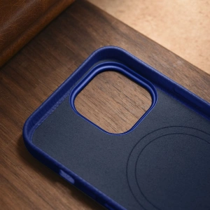 Wholesale iCarer Litchi Premium Leather MagSafe Apple iPhone 14 Pro dark blue - ICR367 - {ean13} - Hurt