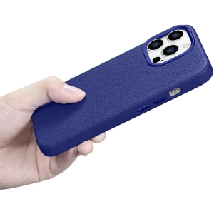 Wholesale iCarer Litchi Premium Leather MagSafe Apple iPhone 14 Pro dark blue - ICR367 - {ean13} - Hurt