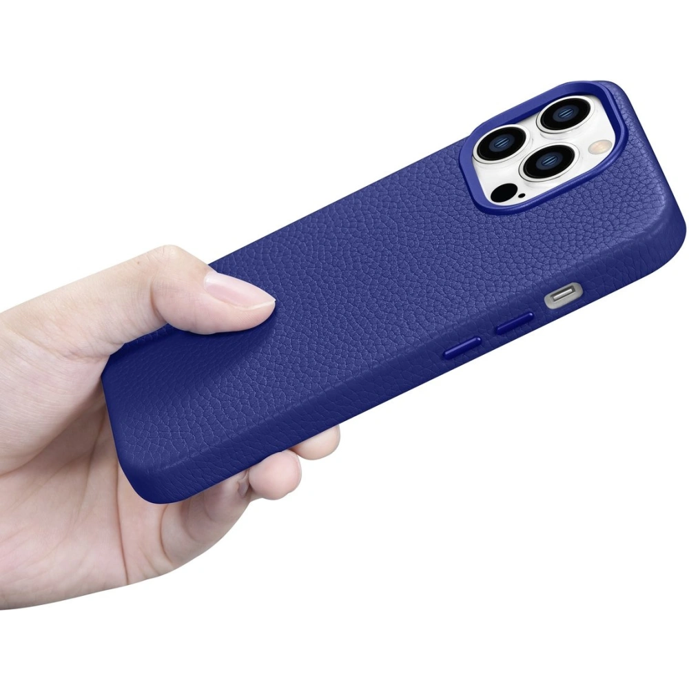 Wholesale iCarer Litchi Premium Leather MagSafe Apple iPhone 14 Pro dark blue - ICR367 - {ean13} - Hurt