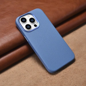 Wholesale iCarer Litchi Premium Leather MagSafe Apple iPhone 14 Pro light blue - ICR368 - {ean13} - Hurt