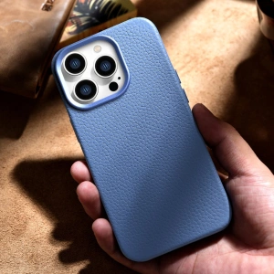 Wholesale iCarer Litchi Premium Leather MagSafe Apple iPhone 14 Pro light blue - ICR368 - {ean13} - Hurt