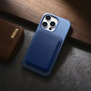 Wholesale iCarer Litchi Premium Leather MagSafe Apple iPhone 14 Pro light blue - ICR368 - {ean13} - Hurt