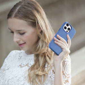Case iCarer Litchi Premium Leder MagSafe Apple iPhone 14 Pro hellblau