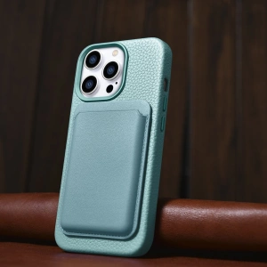 Wholesale iCarer Litchi Premium Leather MagSafe Apple iPhone 14 Pro green - ICR369 - {ean13} - Hurt