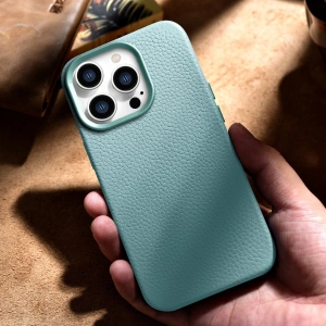 Wholesale iCarer Litchi Premium Leather MagSafe Apple iPhone 14 Pro green - ICR369 - {ean13} - Hurt