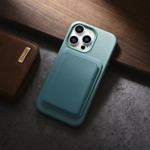 Wholesale iCarer Litchi Premium Leather MagSafe Apple iPhone 14 Pro green - ICR369 - {ean13} - Hurt