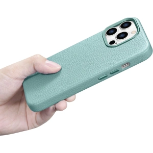Wholesale iCarer Litchi Premium Leather MagSafe Apple iPhone 14 Pro green - ICR369 - {ean13} - Hurt